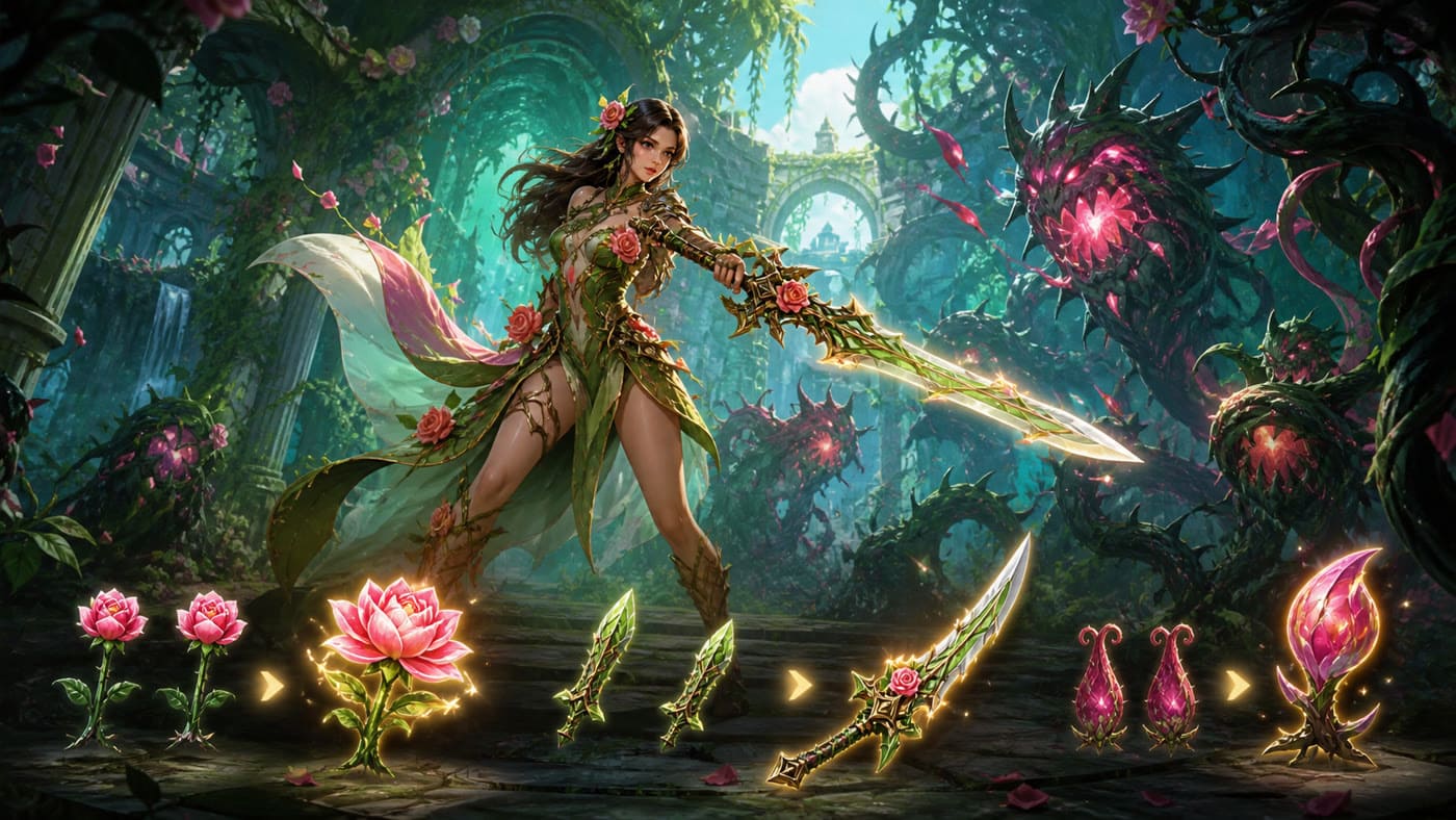 Bloom & Blade — Merge RPG concept key art