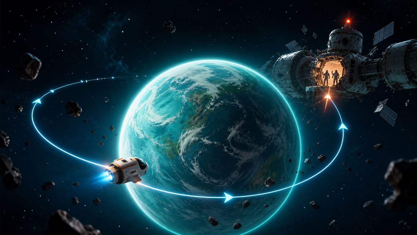 Orbital Rescue — Physics Puzzle concept key art