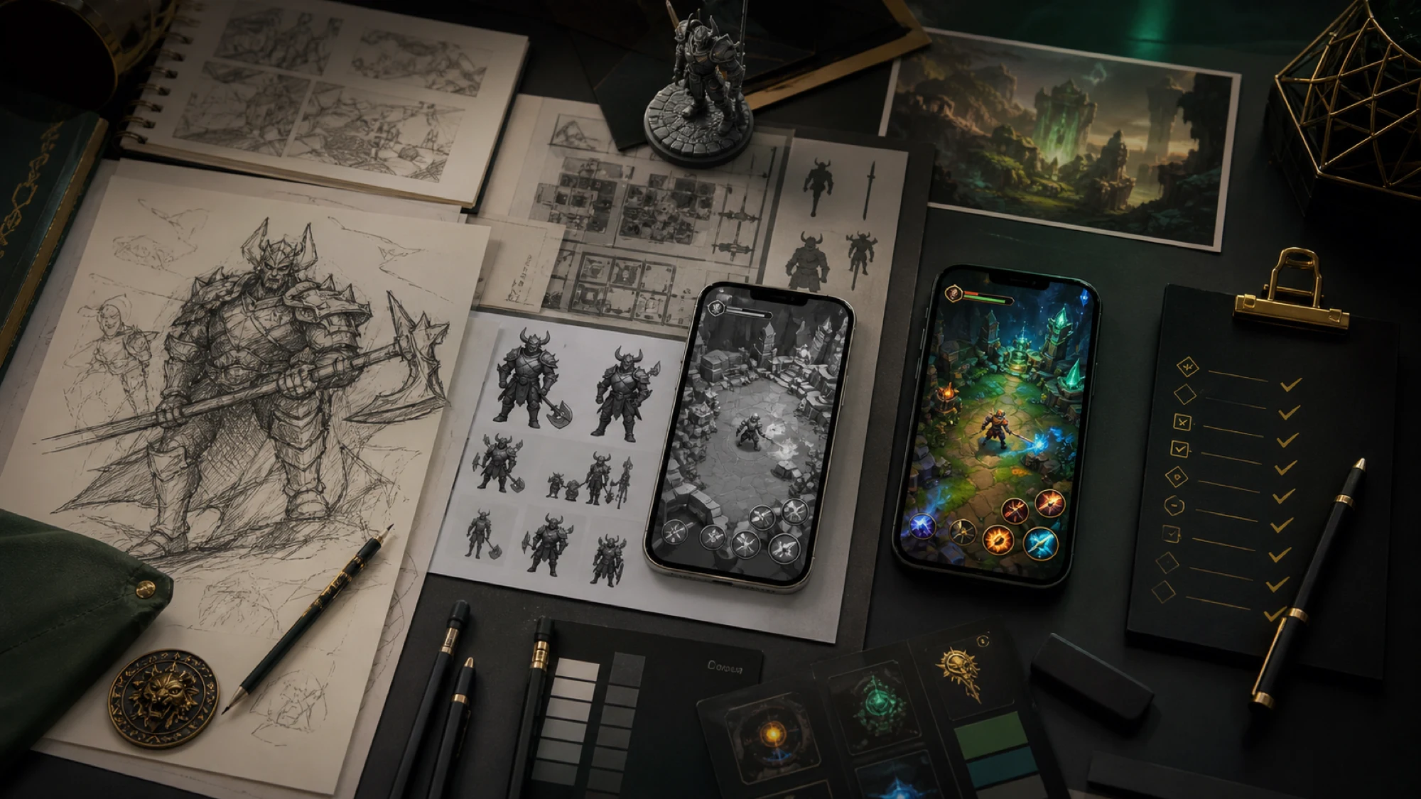 Mobile game production workflow from concept art to playable build